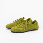 The Dual Stride Olive Green Suede Retro Sneakers