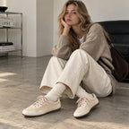 The Dual Stride white Suede Retro Sneakers