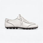 The Dual Stride White Suede Retro Sneakers