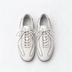The Dual Stride White Suede Retro Sneakers
