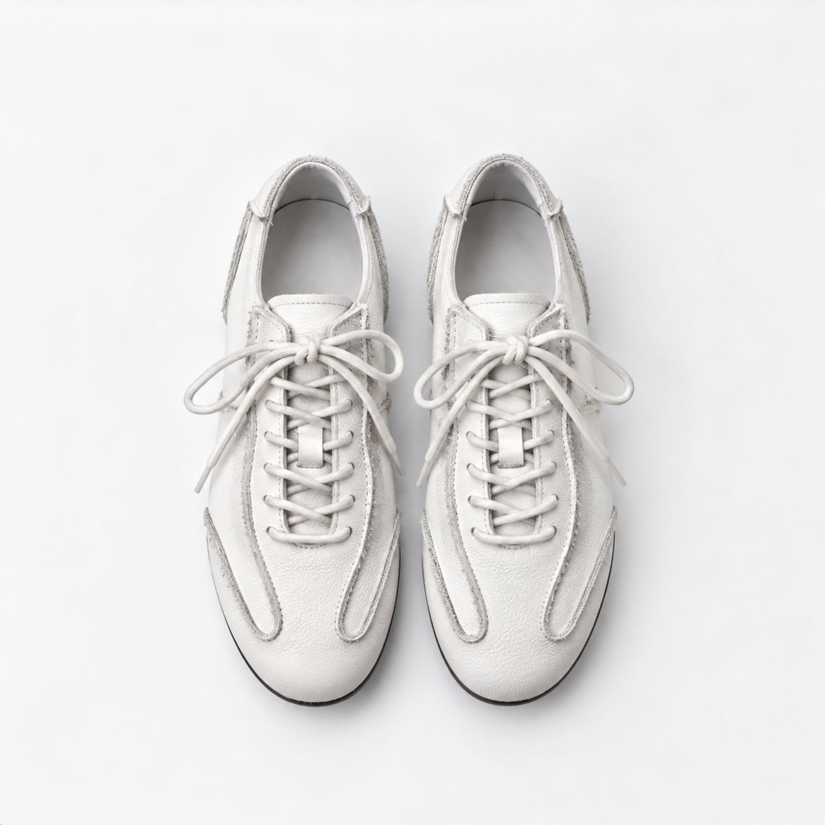 The Dual Stride White Suede Retro Sneakers