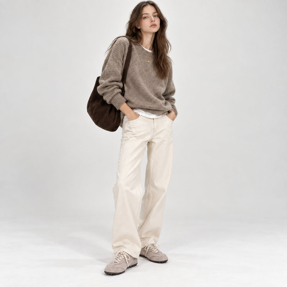 The Dual Stride Women's Gray Suede Retro Sneakers