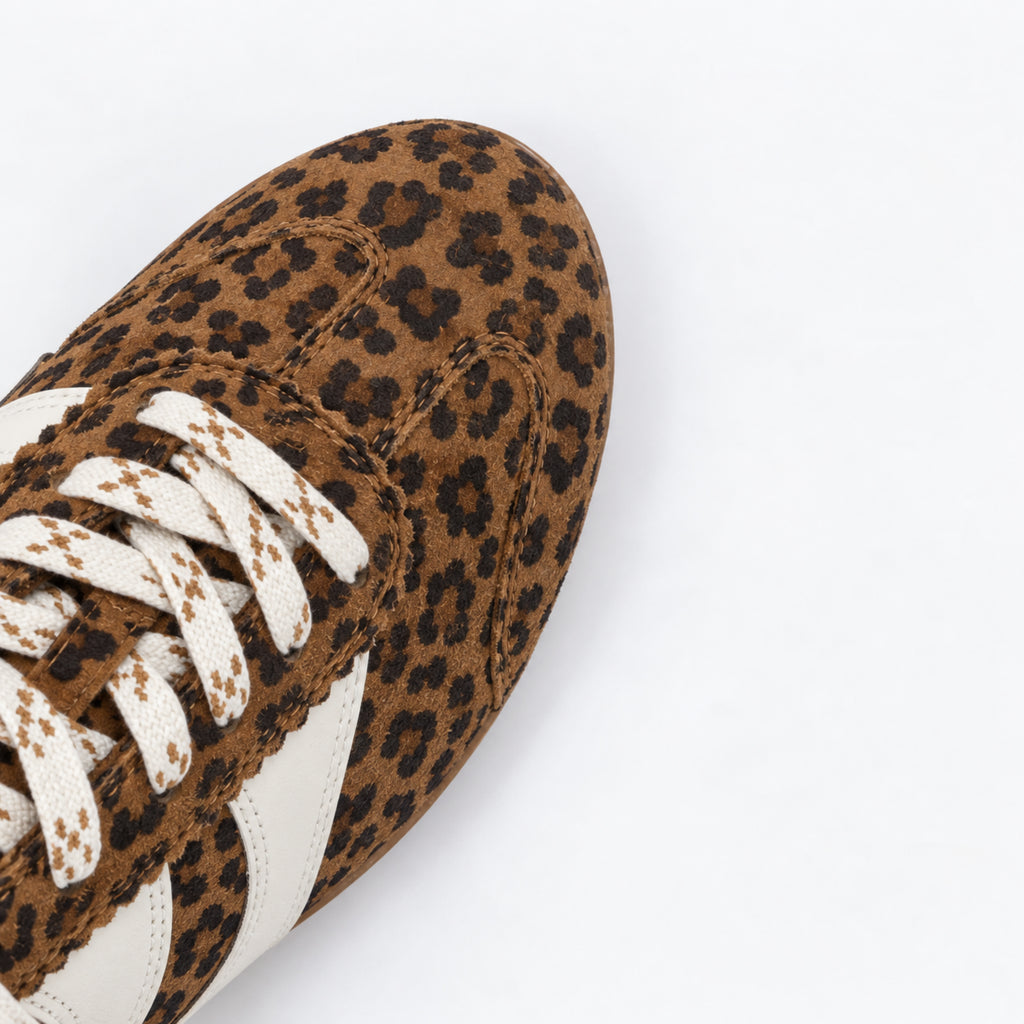 The Dual Stride Leopard Print Retro Low-Profile Sneakers