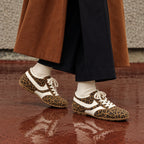 The Dual Stride Leopard Print Retro Low-Profile Sneakers