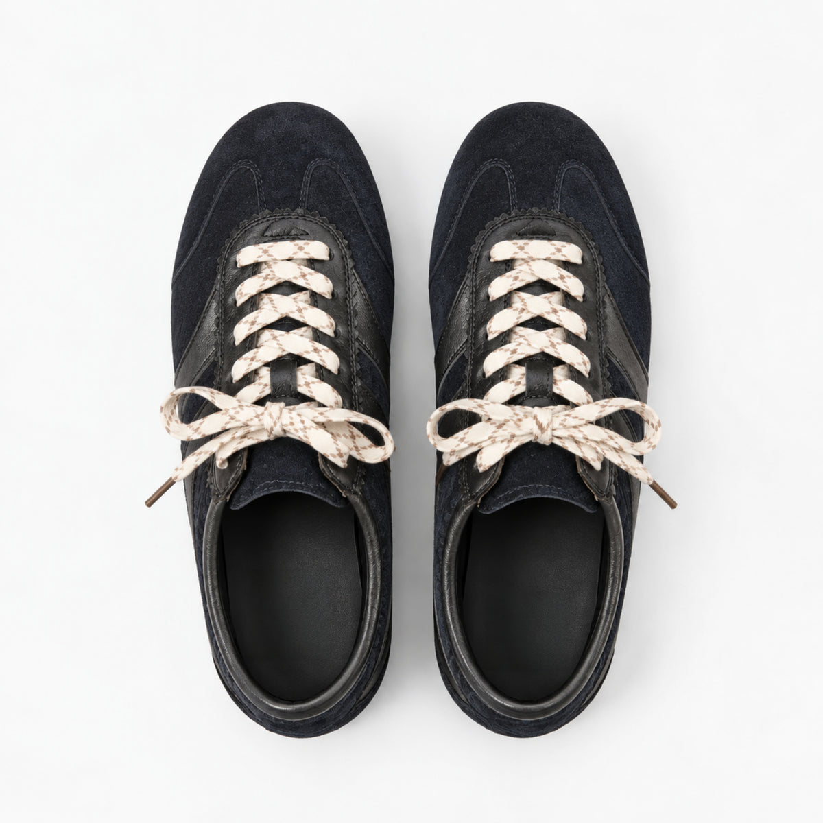 The Dual Stride Midnight Navy Retro Suede Low-Profile Sneakers