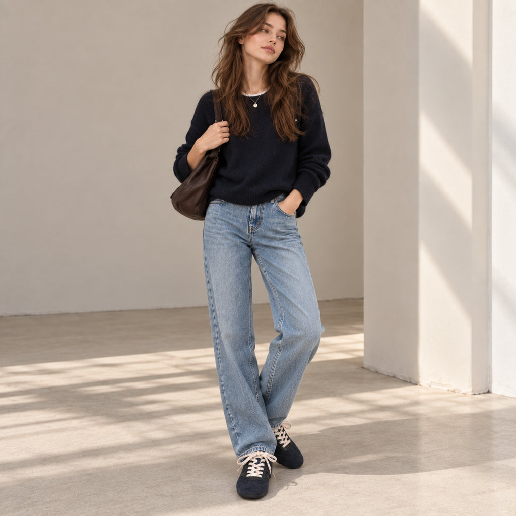 The Dual Stride Midnight Navy Retro Suede Low-Profile Sneakers