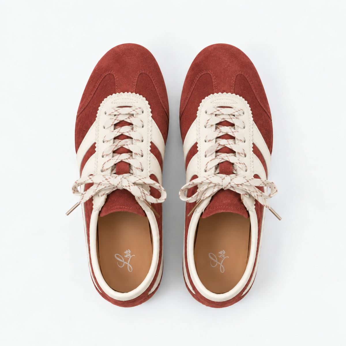 The Dual Stride Vintage Rust Red Suede Retro Sneakers