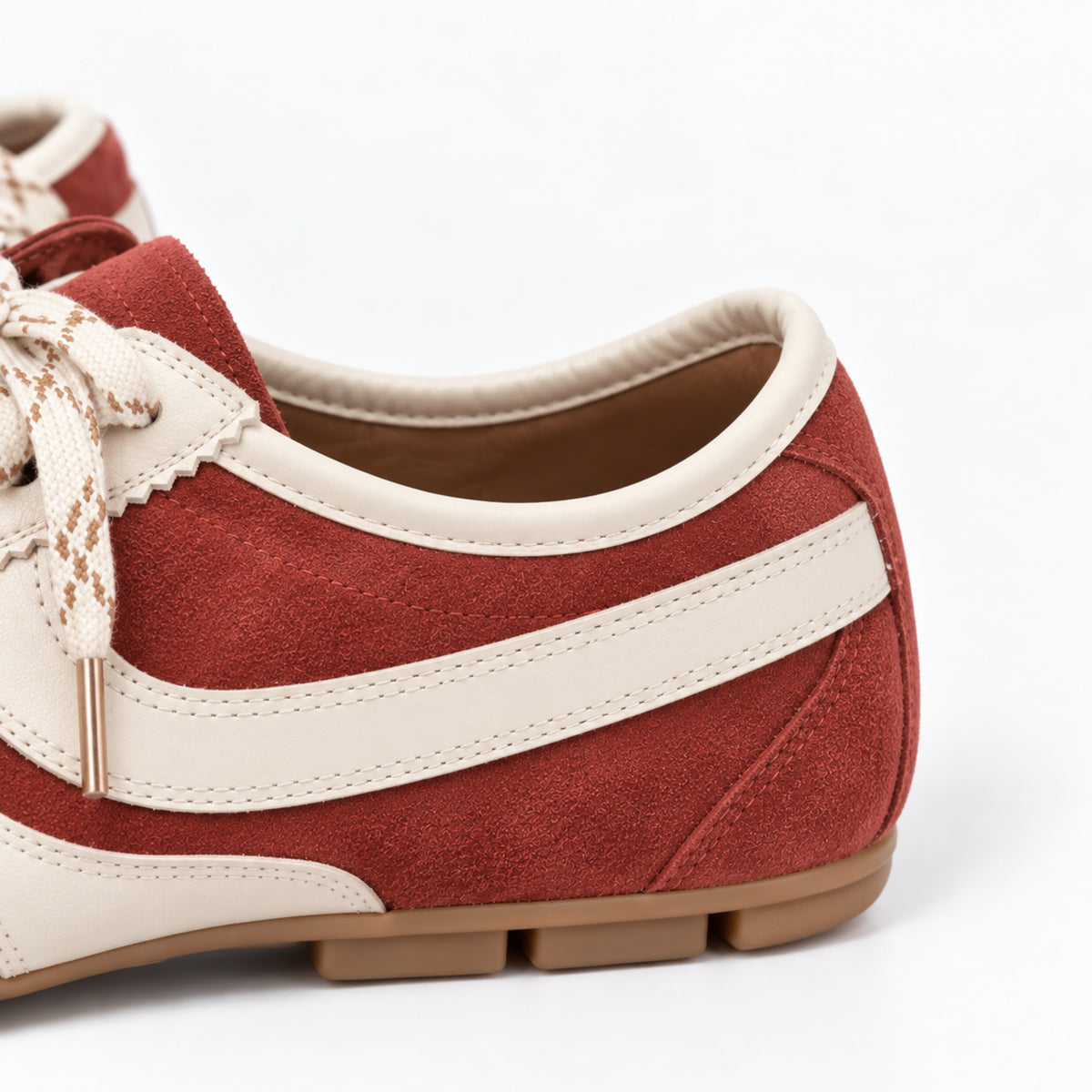 The Dual Stride Vintage Rust Red Suede Retro Sneakers