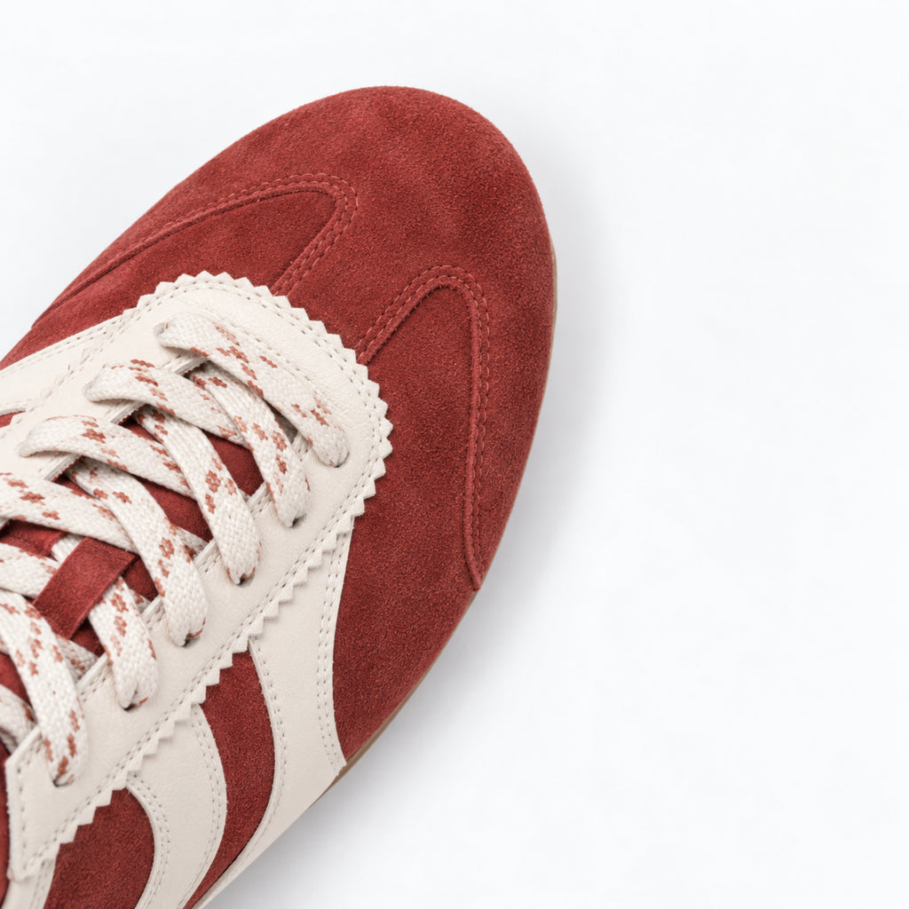 The Dual Stride Vintage Rust Red Suede Retro Sneakers