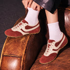 The Dual Stride Vintage Rust Red Suede Retro Sneakers