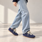 The Dual Stride Navy Blue Suede Retro Running Sneakers