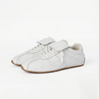 The Dual Stride Women's Retro Genuine White Leather Sneakers