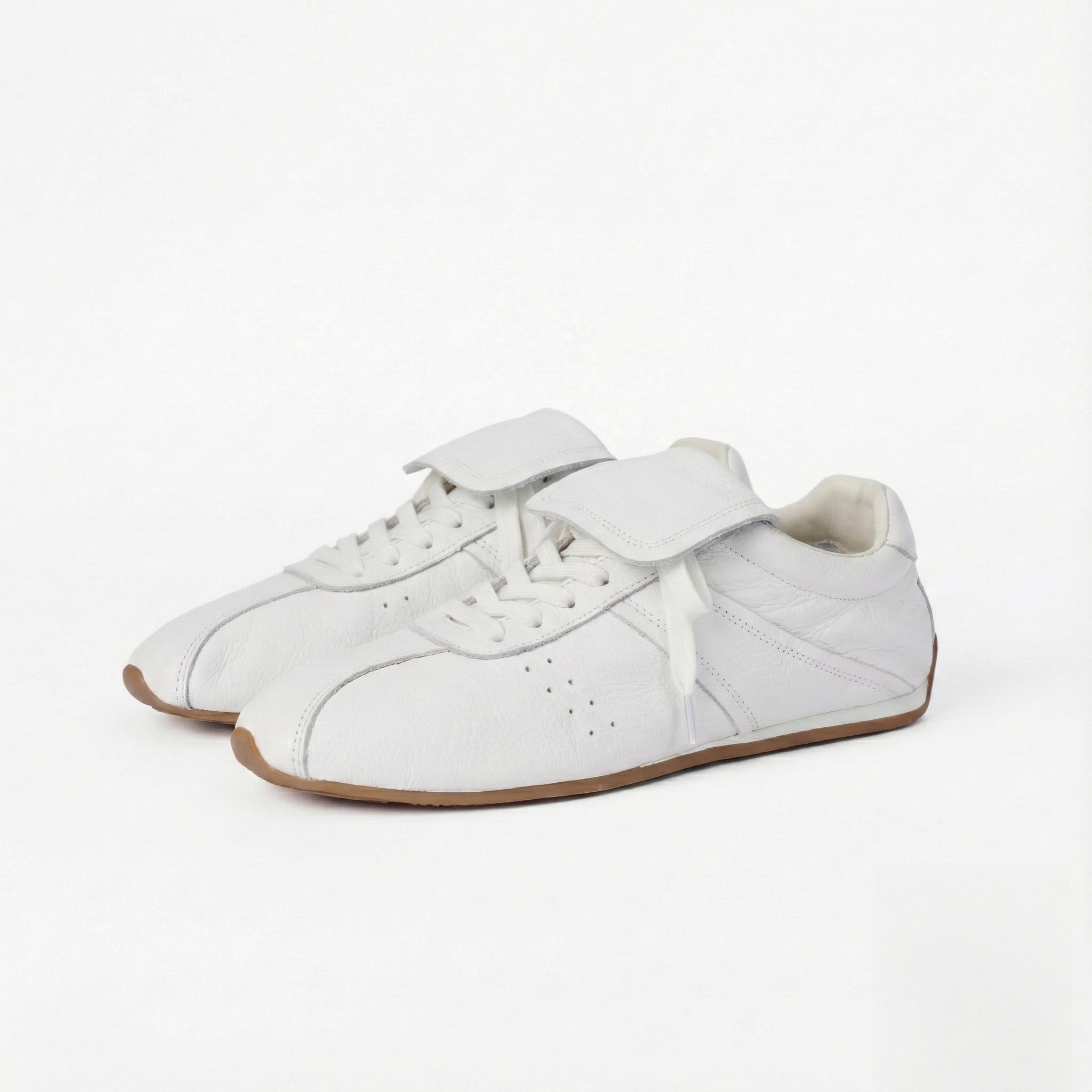 The Dual Stride Women's Retro Genuine White Leather Sneakers