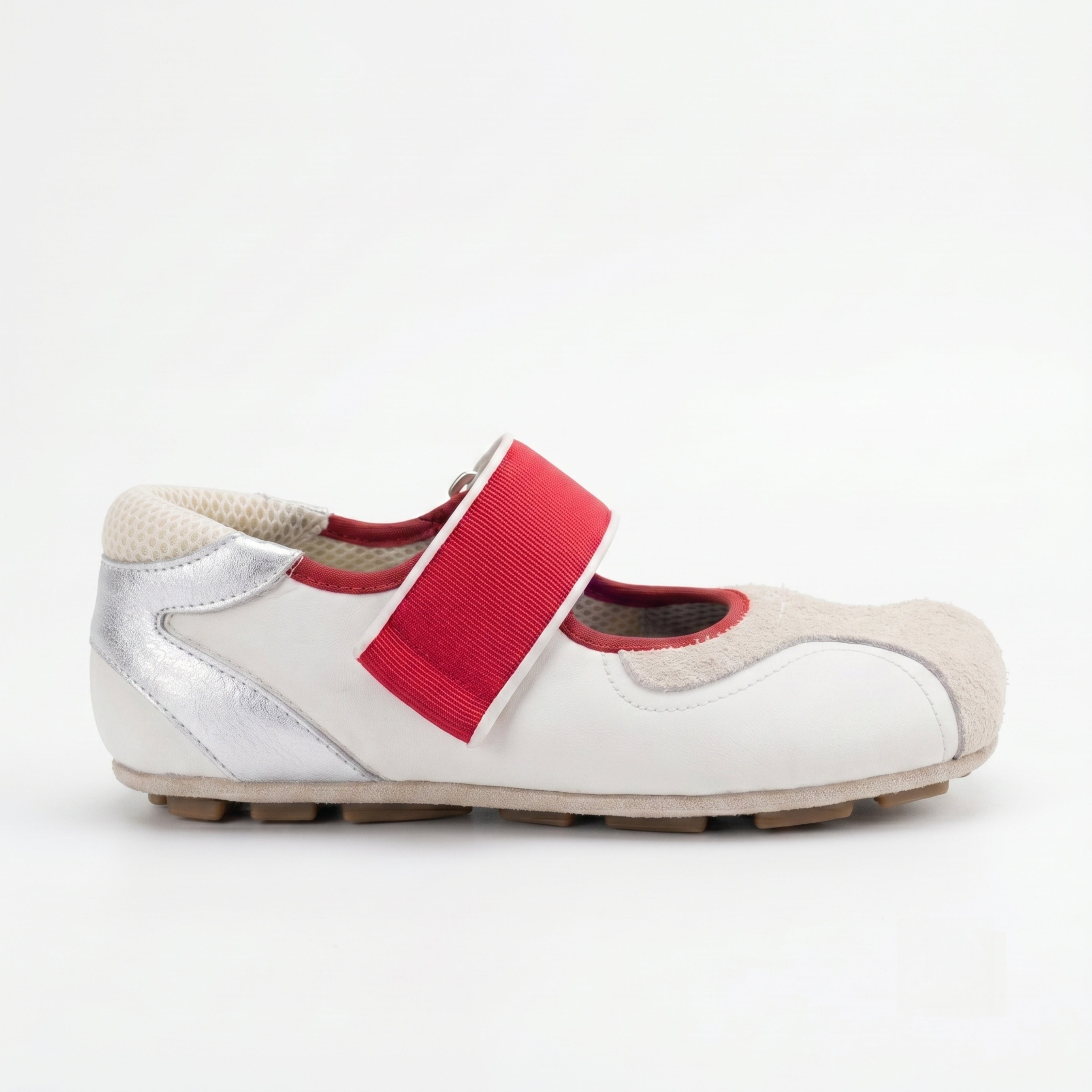 The Dual Stride White square-toe Mary Jane flats