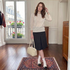 The Dual Stride Soft White Lambskin Split-Toe Flats