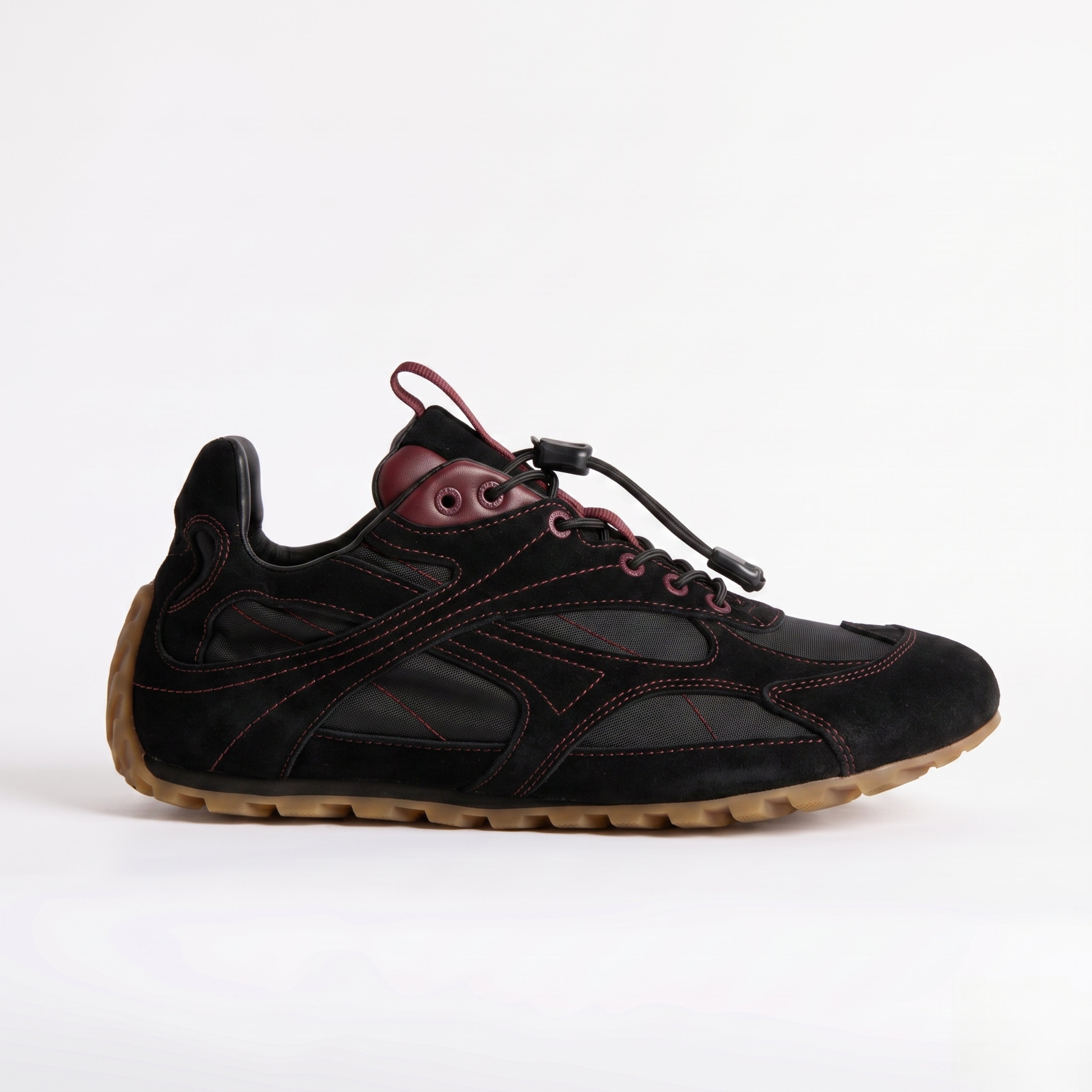 The Dual Stride Men's Black Suede & Mesh Performance Sneakers