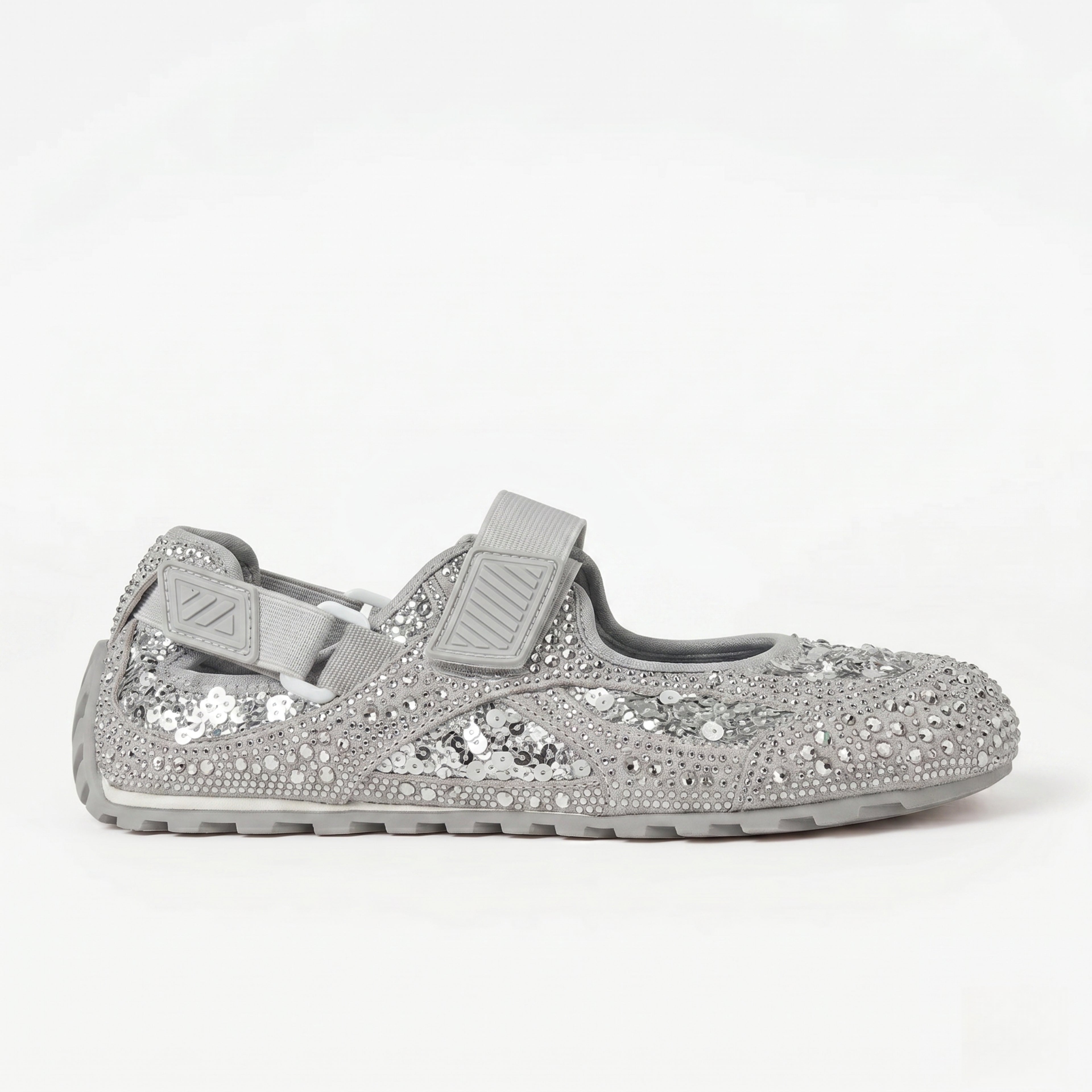 The Dual Stride Silver Rhinestone & Sequin Sporty Mary Janes