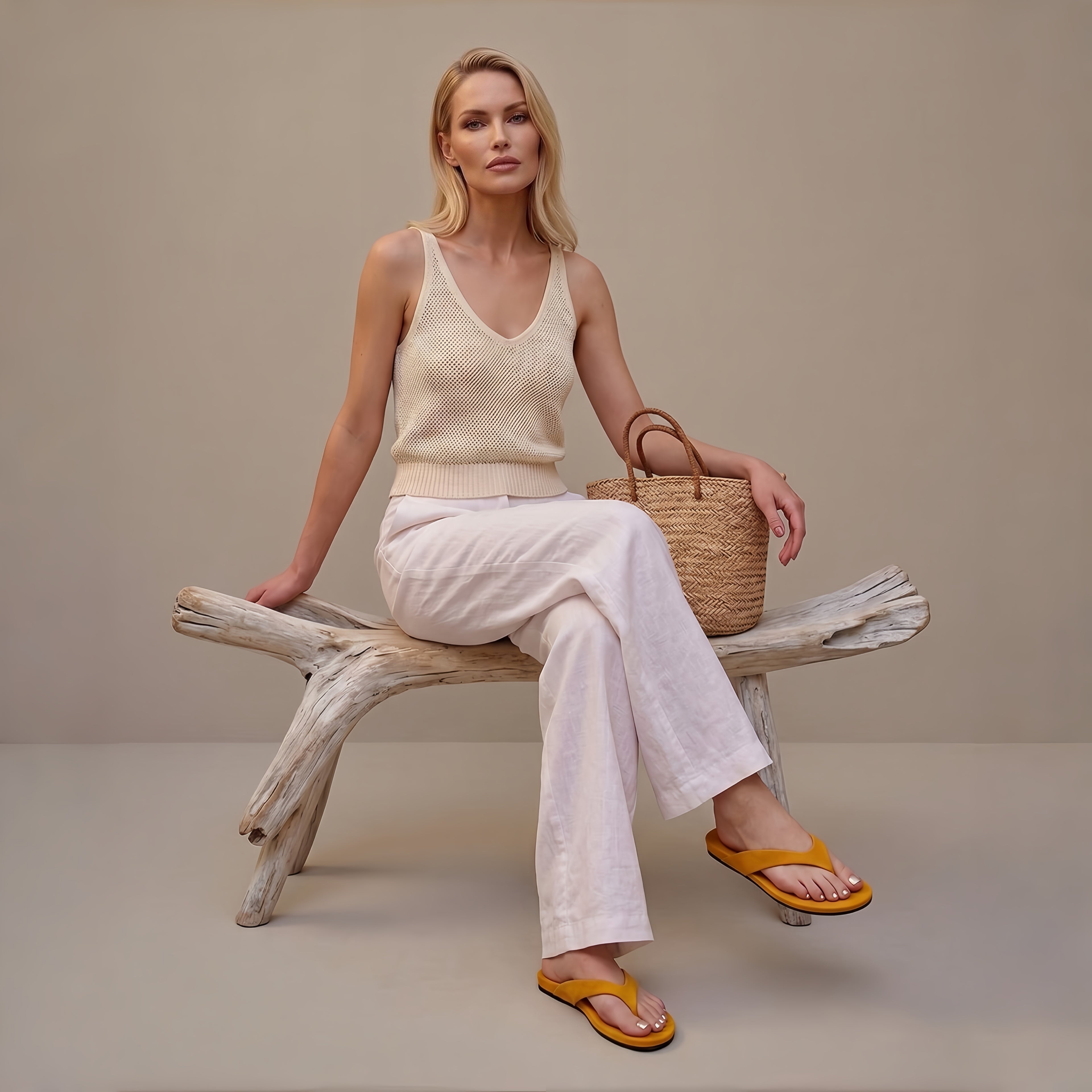 The Dual Stride Deep Yellow Premium Suede Thong Sandals