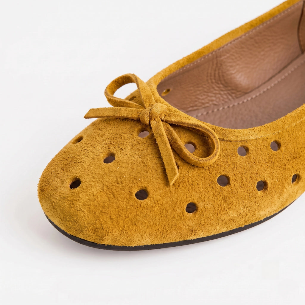 The Dual Stride Yellow Suede Ballet Flats
