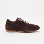 The Dual Stride Dark Brown Suede Retro Running Sneakers