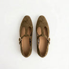 The Dual Stride Khaki Vintage Suede T-Strap Mary Jane Shoes
