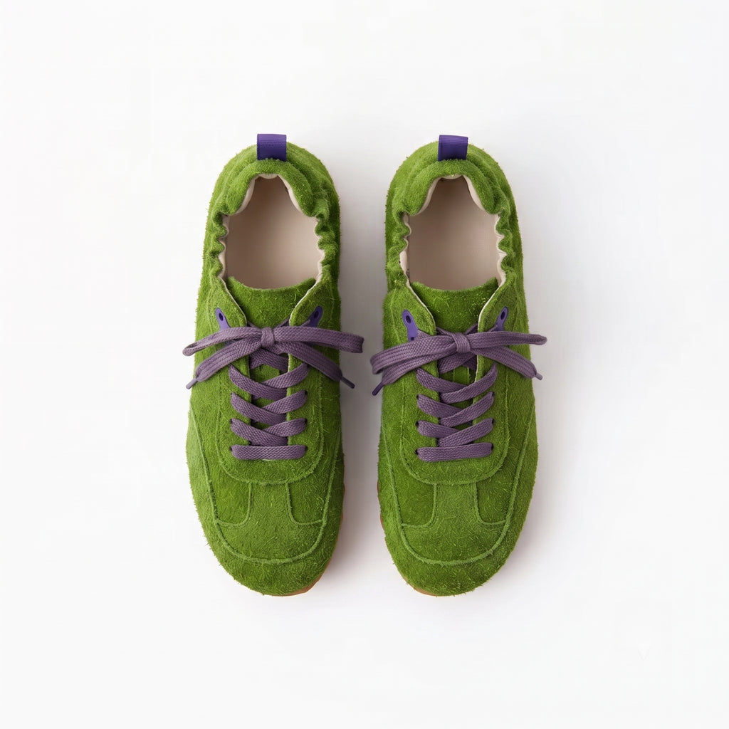 The Dual Stride Men's Green Suede Casual Sneakers