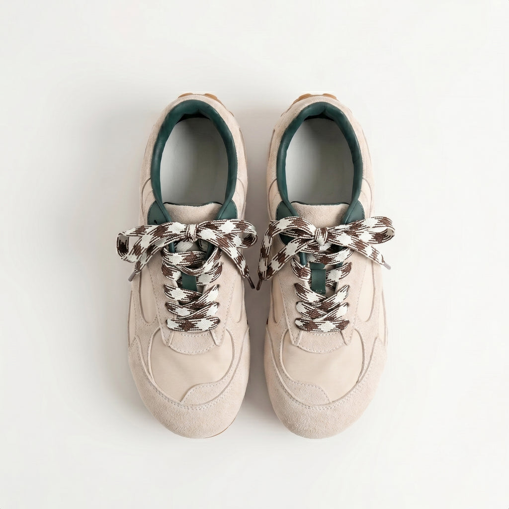 The Dual Stride Women‘s Beige Retro Suede Sneakers
