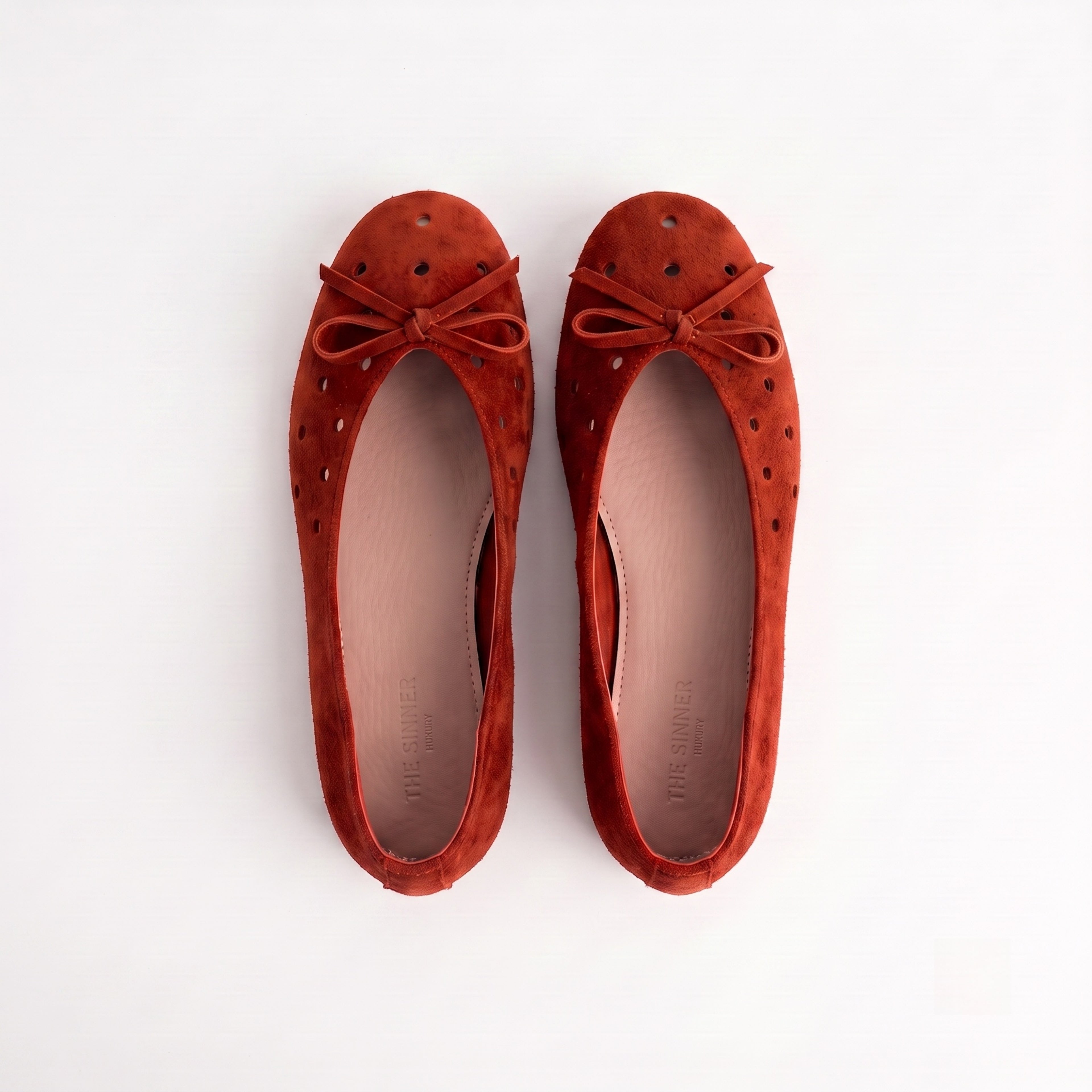 The Dual Stride Red Suede Ballet Flats