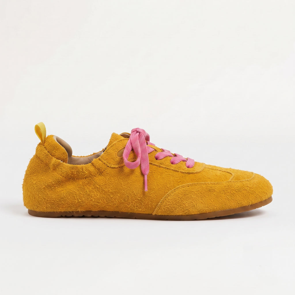 The Dual Stride Men's Yellow Suede Casual Sneakers