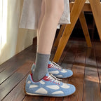 The Dual Stride Women's Sky Blue Retro Suede Casual Sneakers