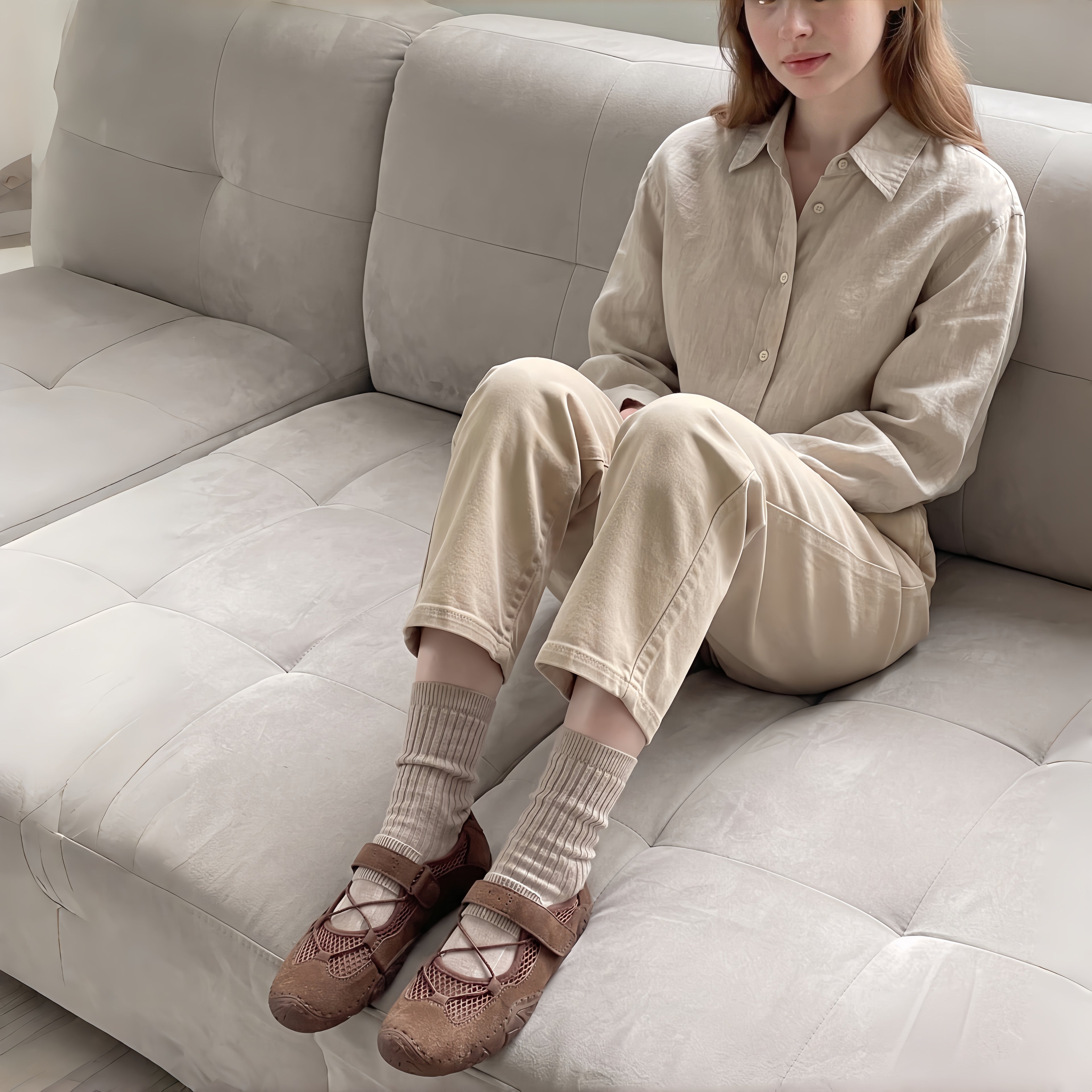 The Dual Stride Brown Mary Jane  Casual Sneakers