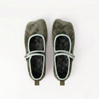 The Dual Stride Green Square-Toe Mary Jane Ballet Flats