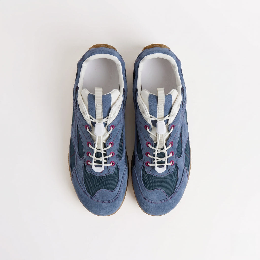 The Dual Stride Men's Blue Suede & Mesh Performance Sneakers
