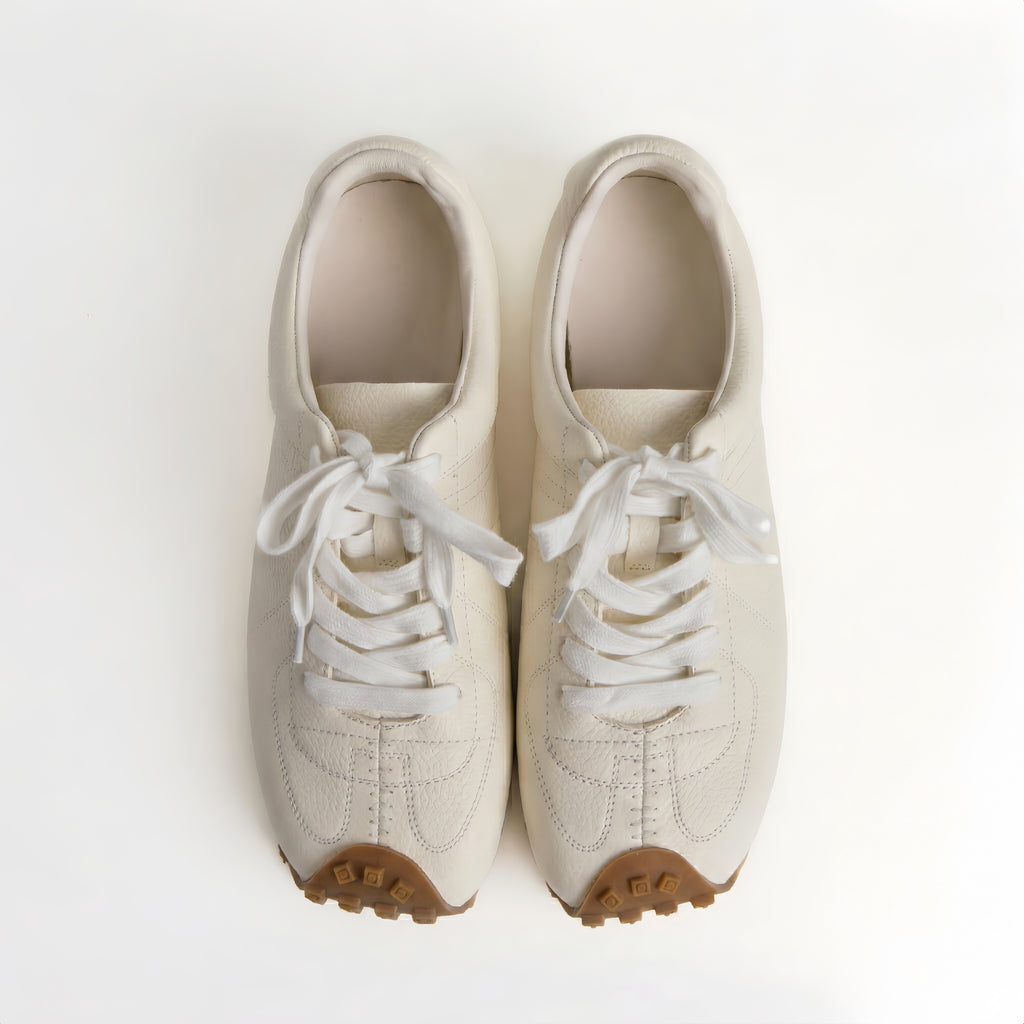 The Dual Stride Men's Classic White Leather Square-Toe Sneakers