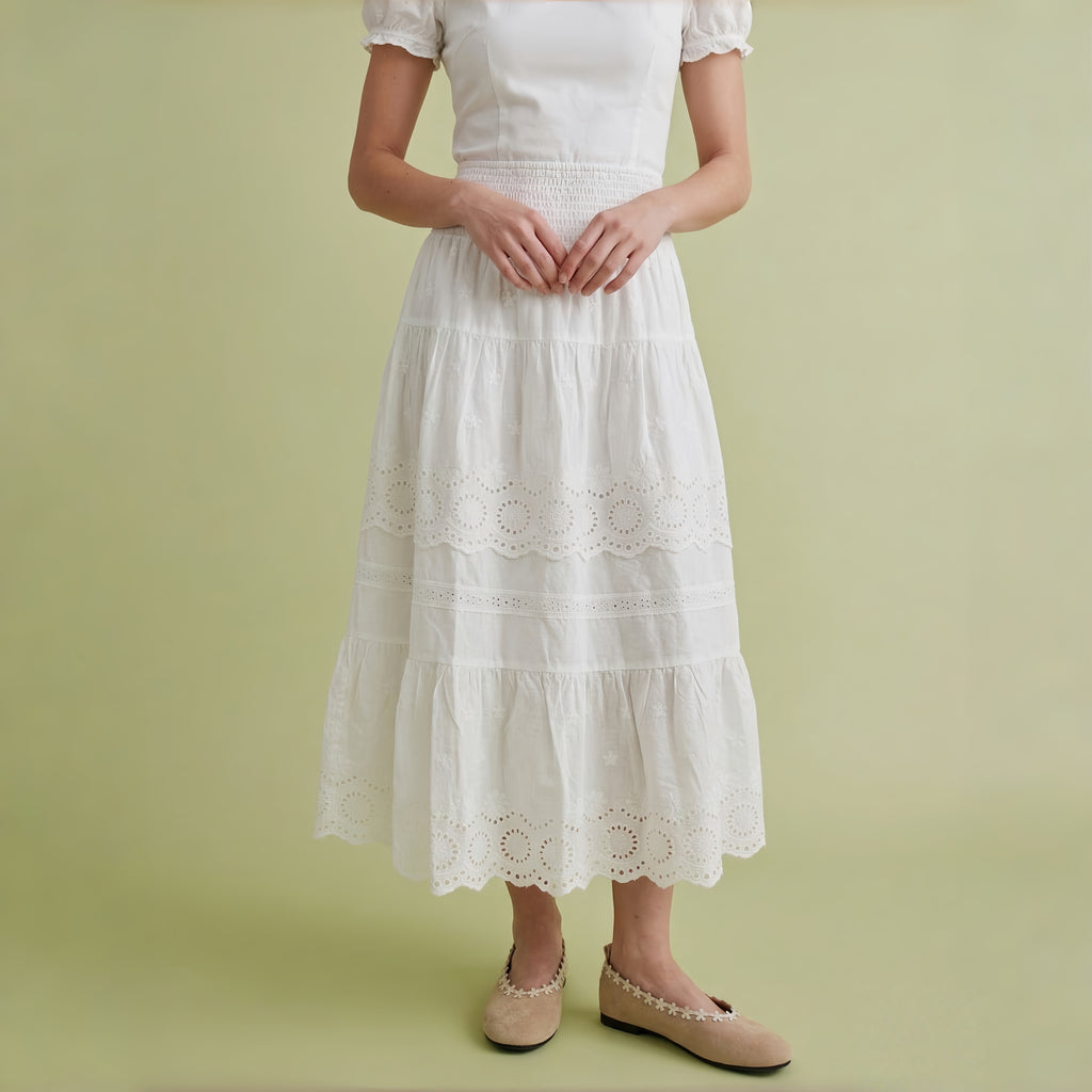 The Dual Stride Beige Floral-Trim Suede Ballet Flats