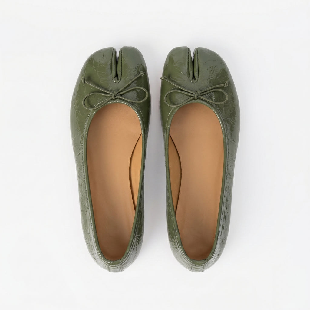 The Dual Stride Olive Green Split-Toe Ballet Flats