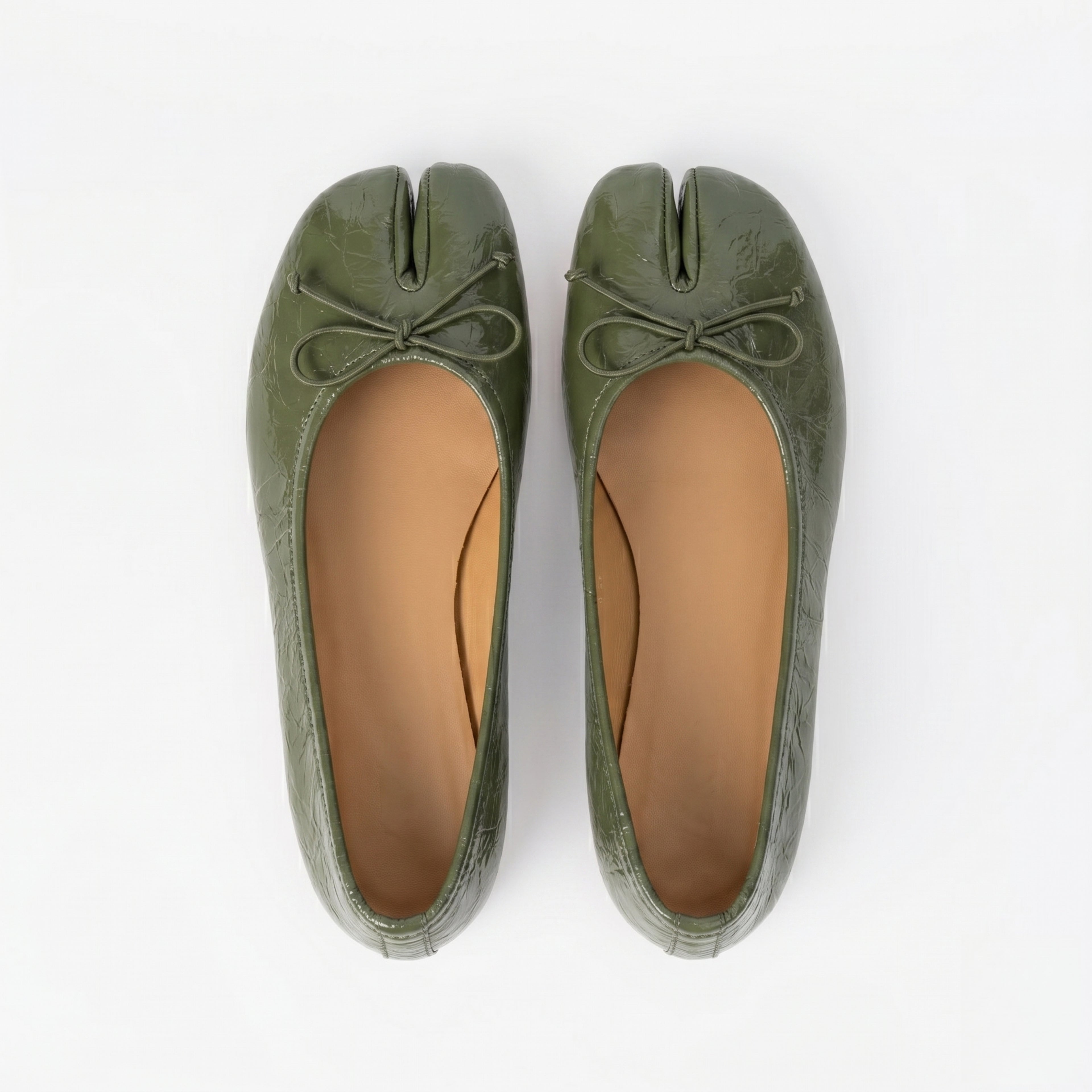 The Dual Stride Olive Green Split-Toe Ballet Flats