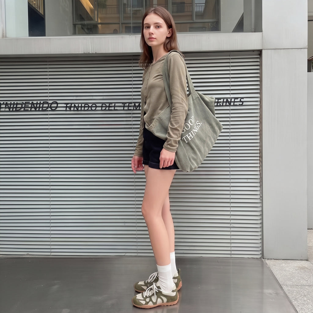 The Dual Stride Green Chic Urban Retro Sneakers