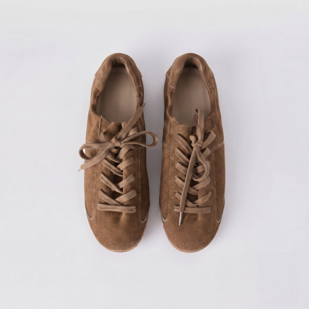 The Dual Stride Retro Khaki Suede Casual Sneakers