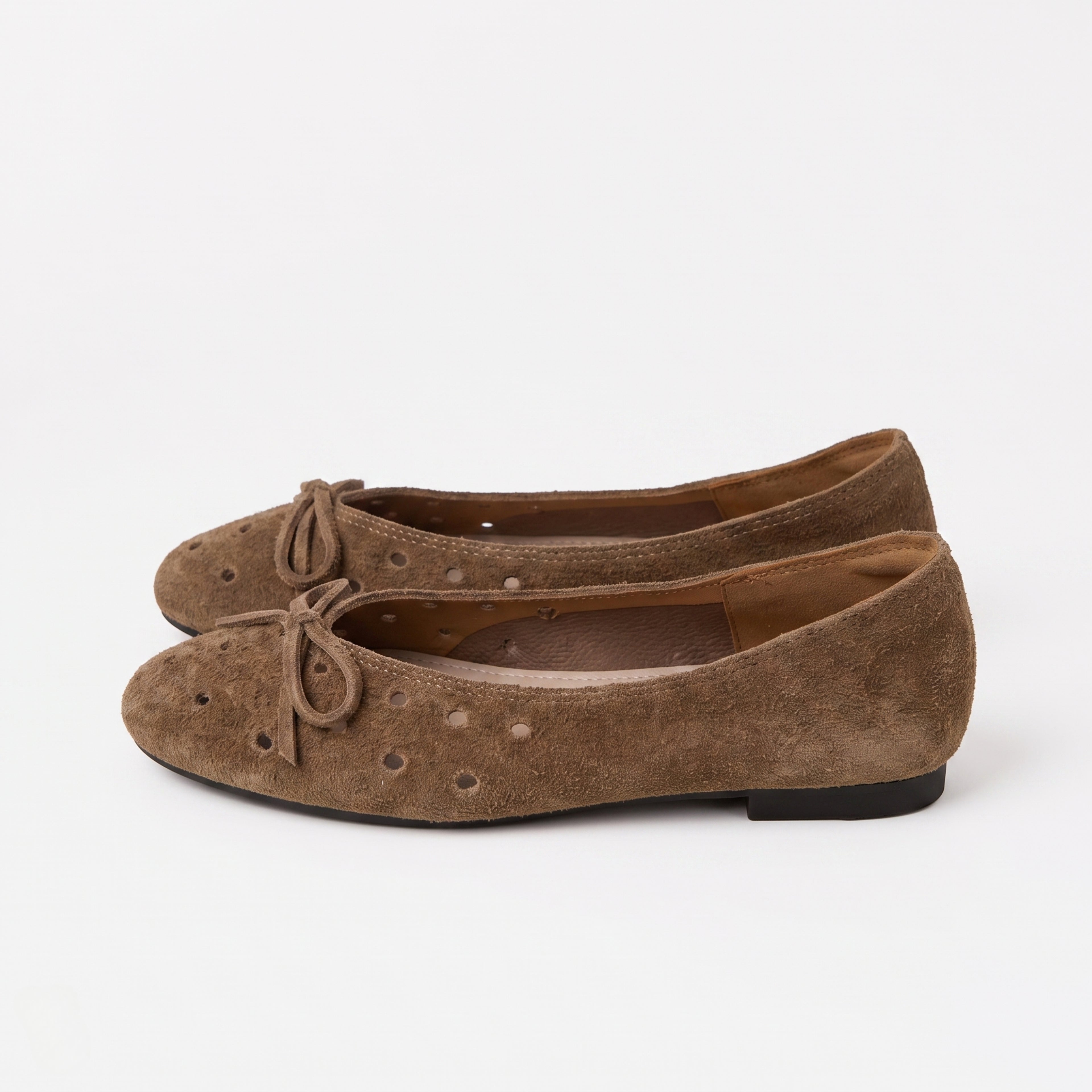 The Dual Stride Brown Suede Ballet Flats