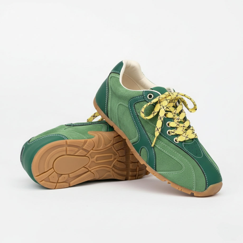 The Dual Stride Women‘s Retro Green Casual Sneakers