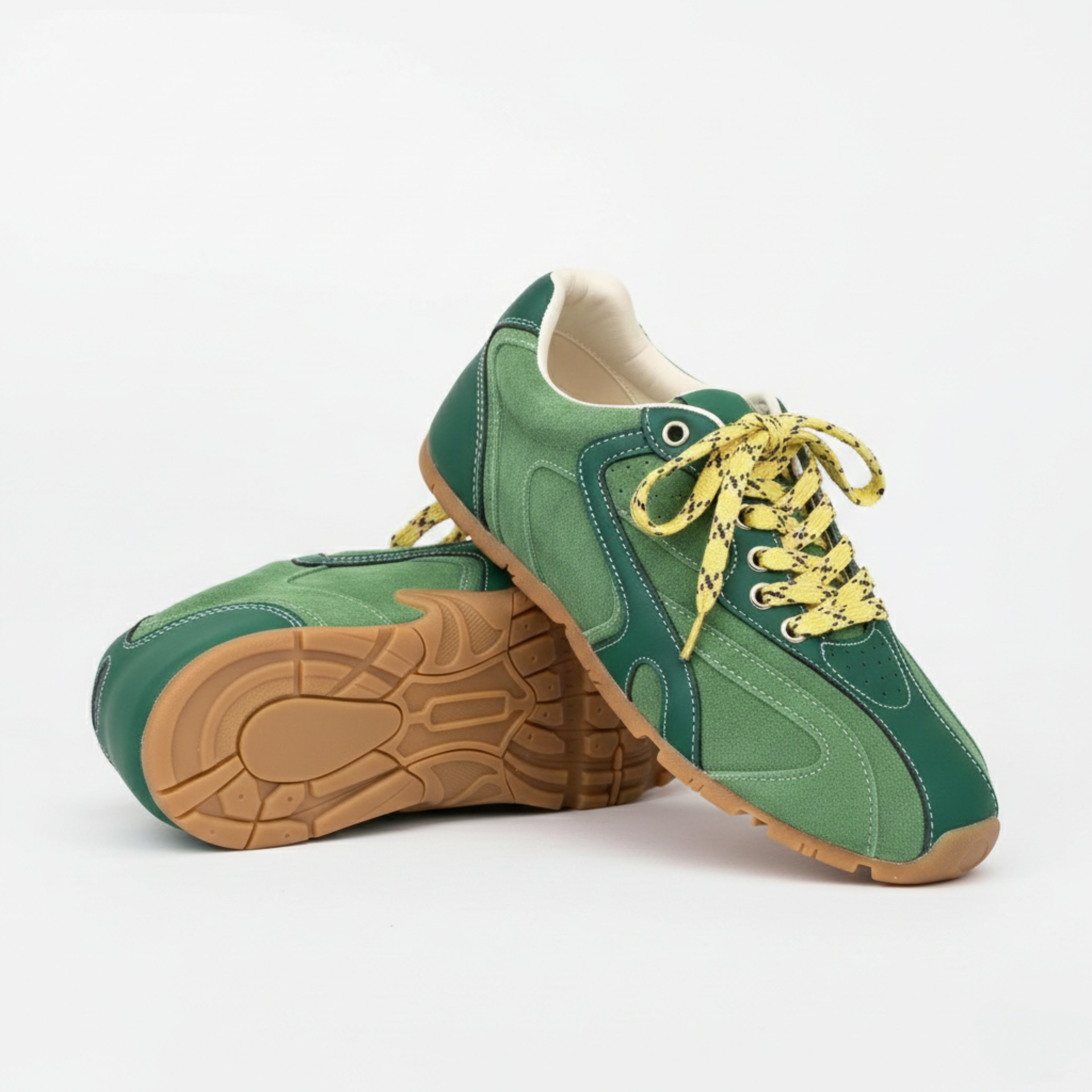 The Dual Stride Women‘s Retro Green Casual Sneakers