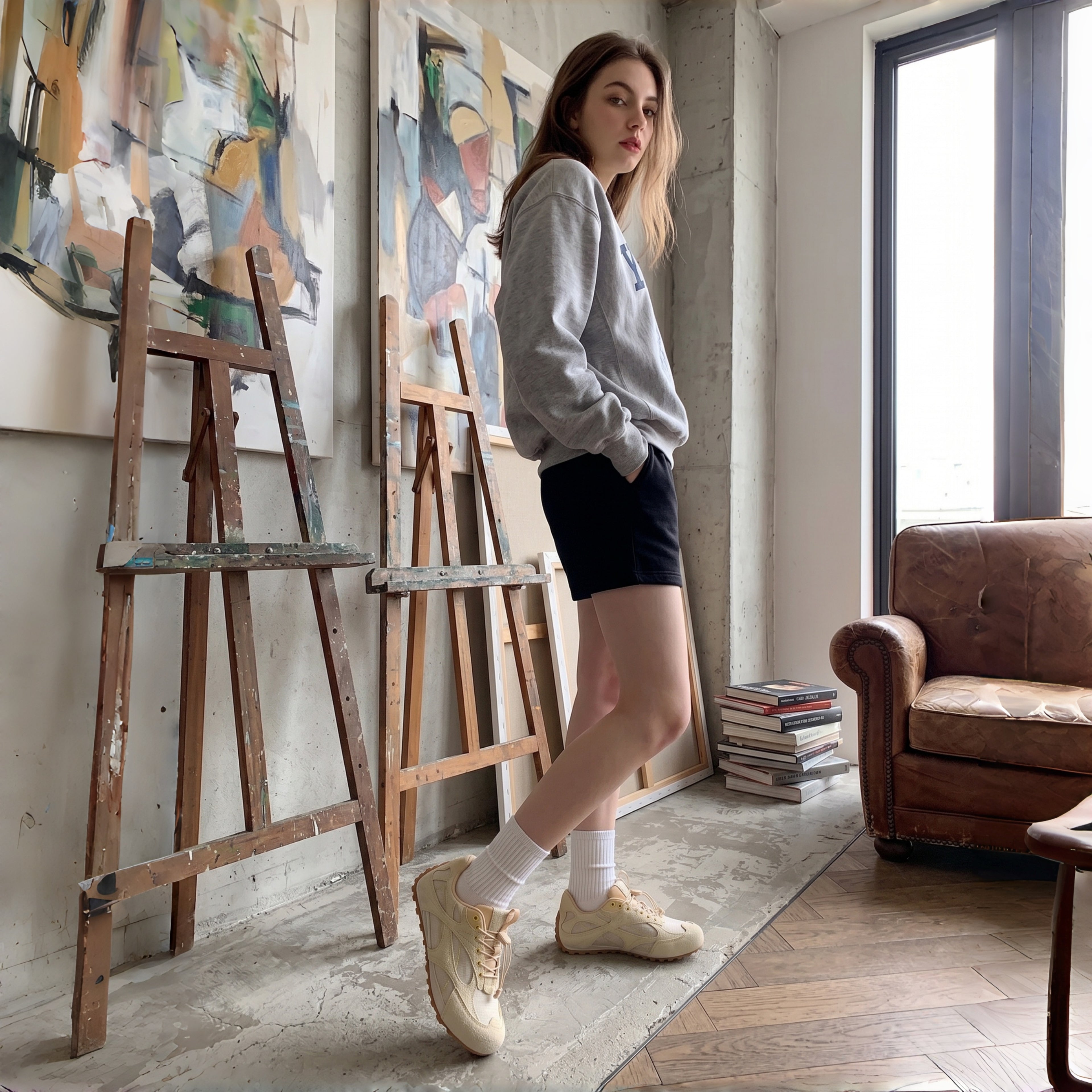 The Dual Stride Women's White Casual Sneakers