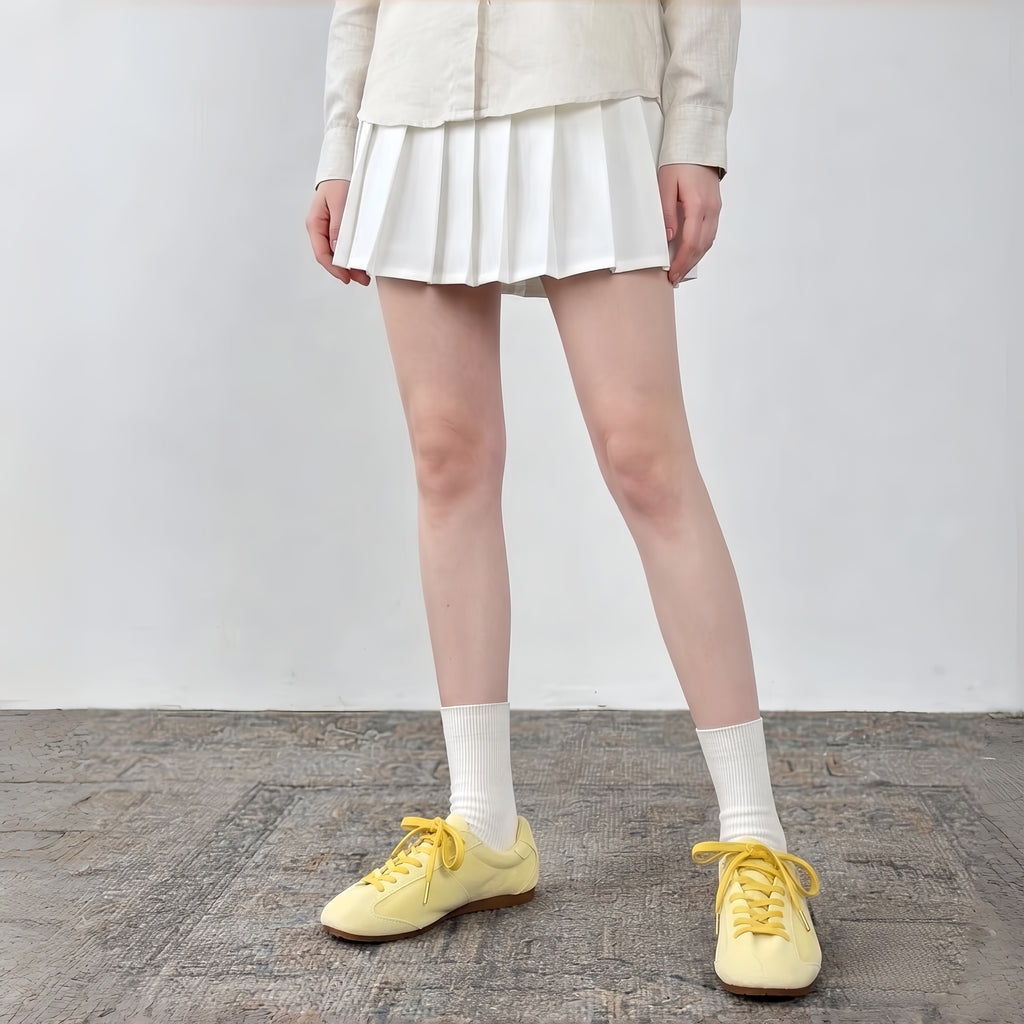 The Dual Stride Retro Light Yellow Suede Casual Sneakers