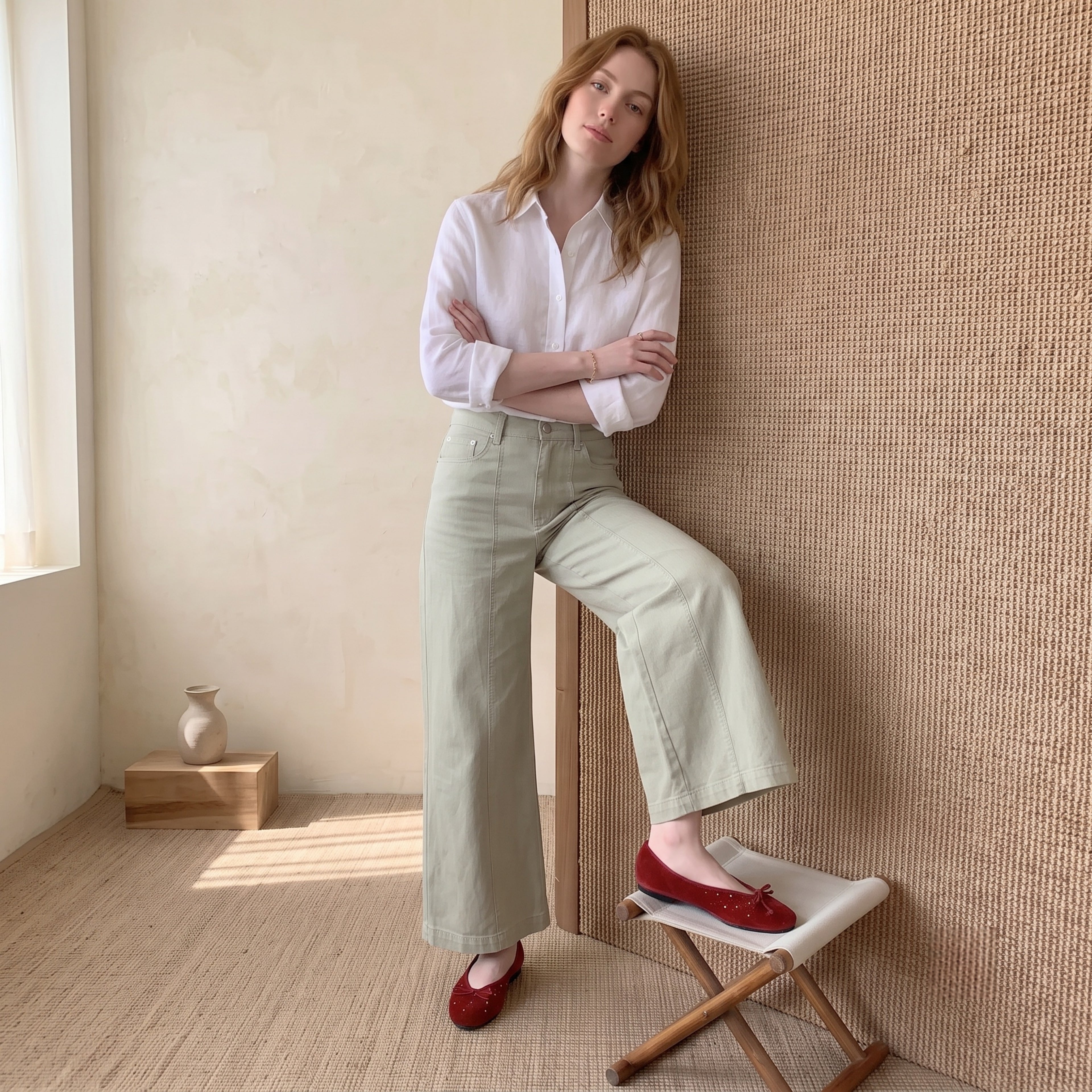 The Dual Stride Red Suede Ballet Flats