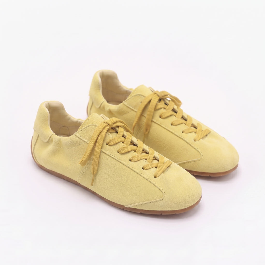 The Dual Stride Retro Light Yellow Suede Casual Sneakers