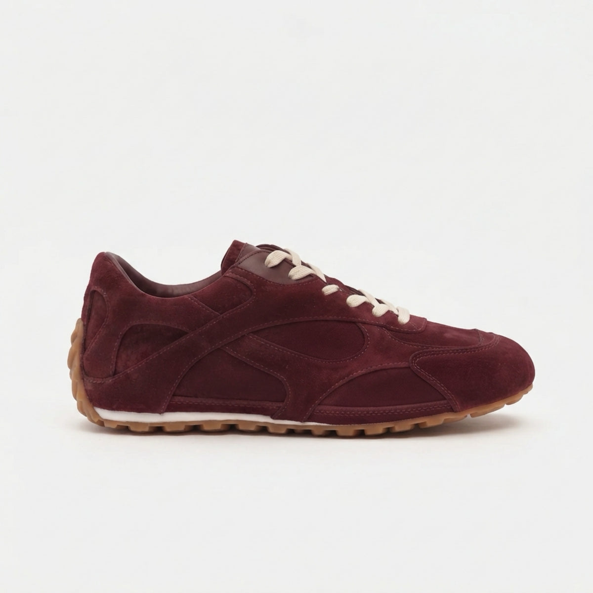 The Dual Stride Burgundy Suede Retro Running Sneakers