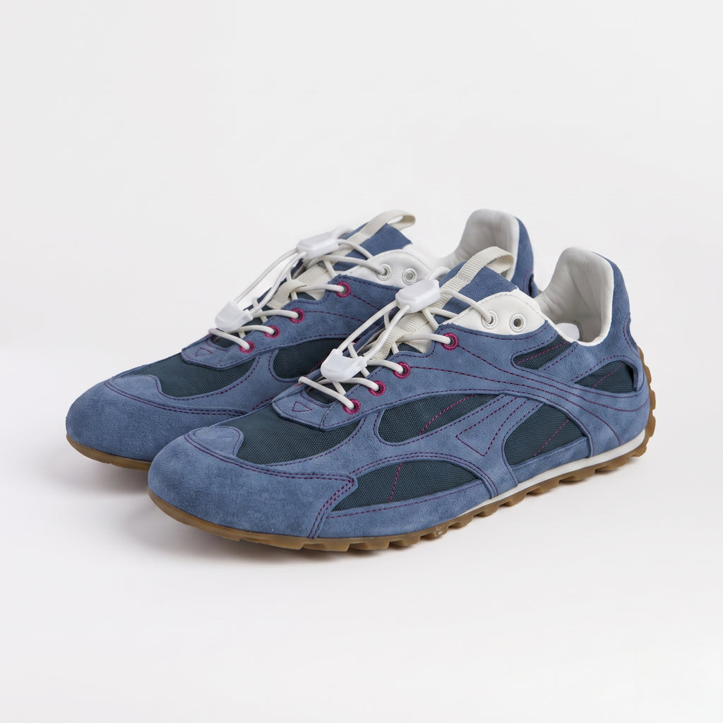 The Dual Stride Men's Blue Suede & Mesh Performance Sneakers