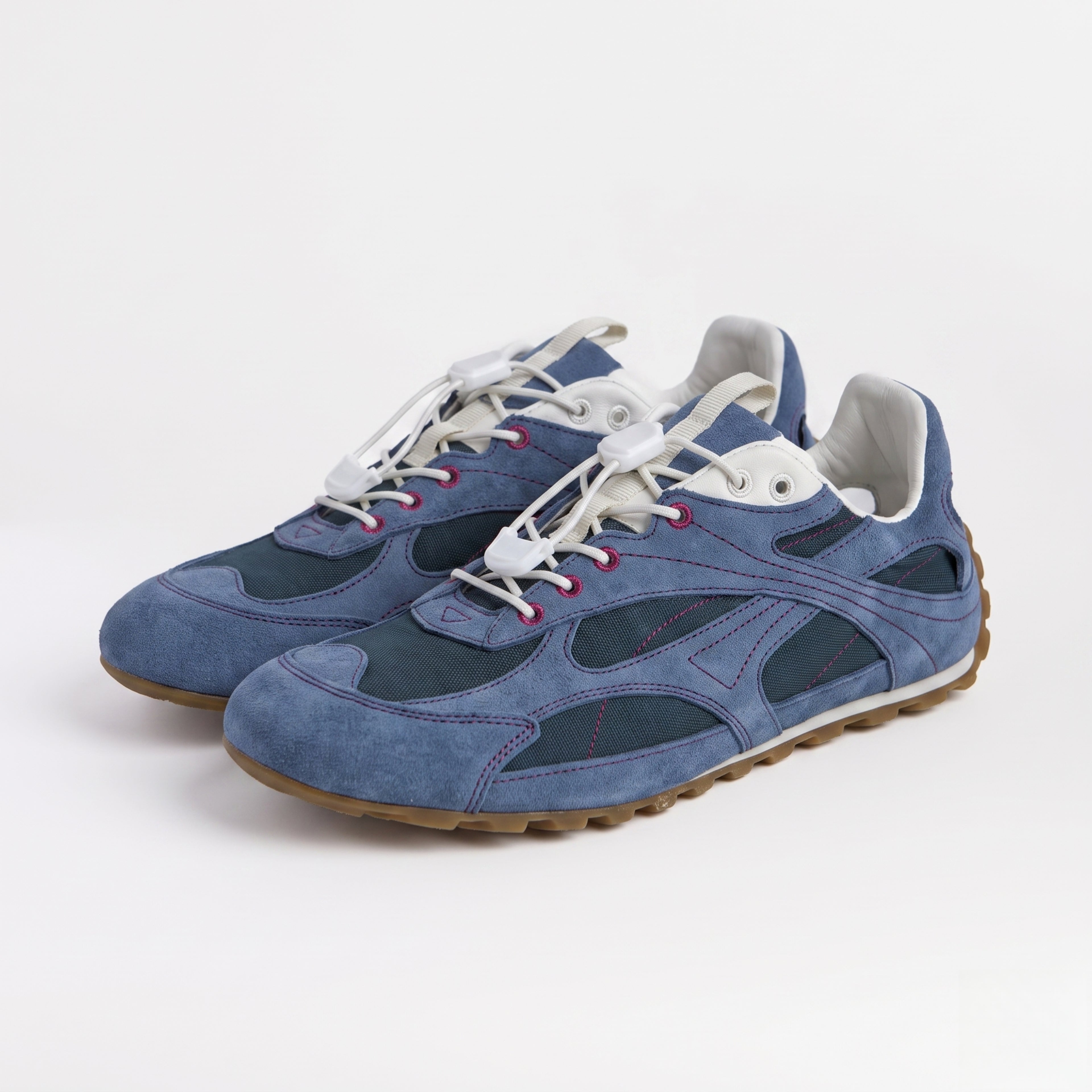 The Dual Stride Men's Blue Suede & Mesh Performance Sneakers