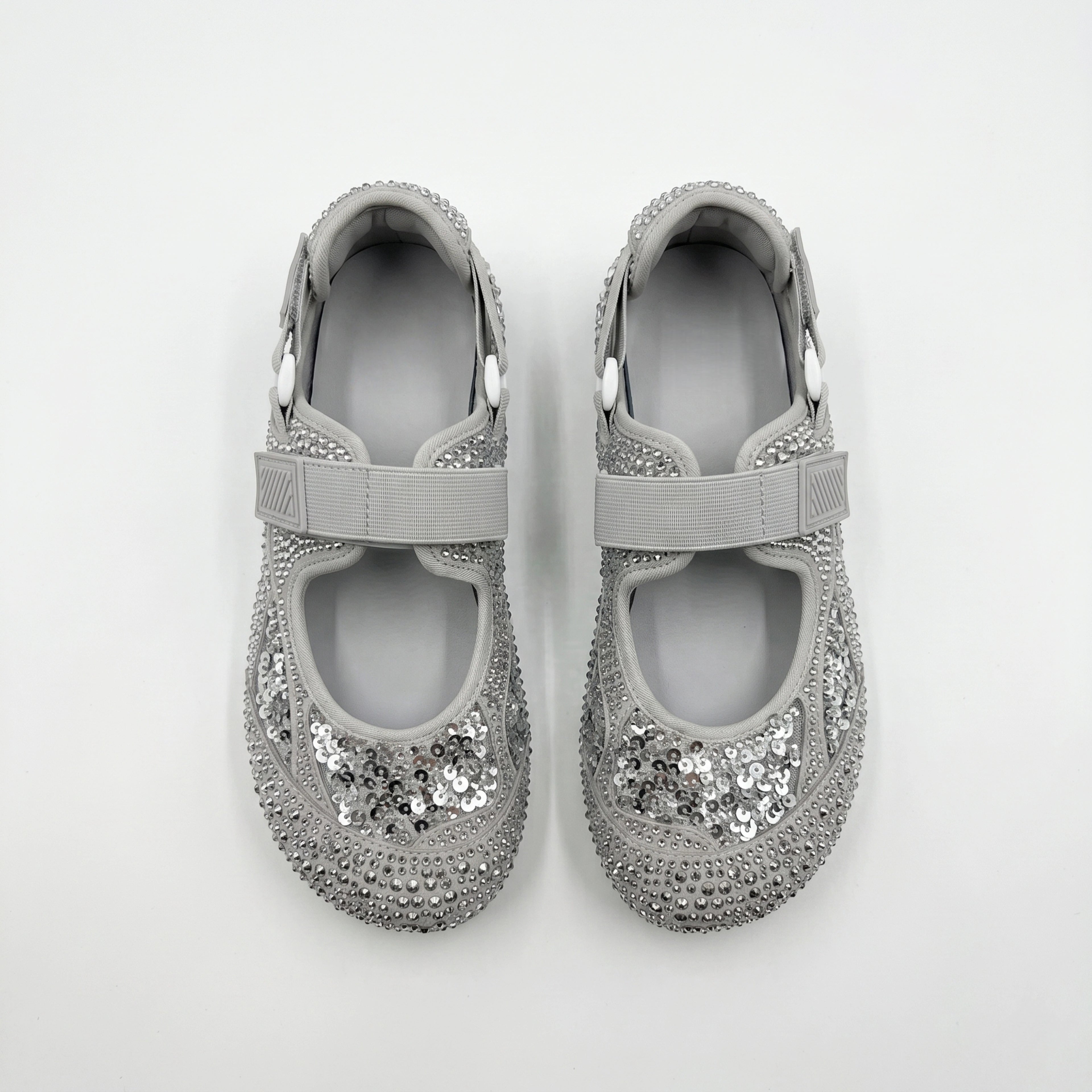 The Dual Stride Silver Rhinestone & Sequin Sporty Mary Janes